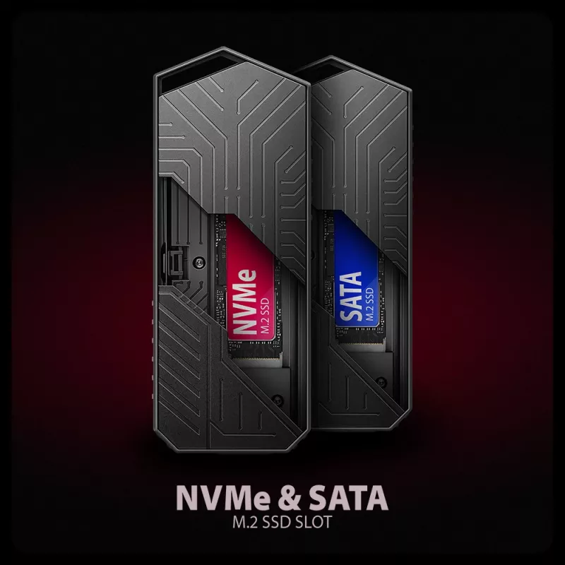 Axagon EEM2-GAM caixa externa USB-C 10Gbps em metal para SSD M.2 NVMe e SATA. Sem parafusos