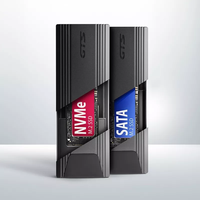 Axagon EEM2-GTS2 caixa externa USB-C 10Gbit/s em metal para unidades SSD M.2 NVMe e SATA. Sem parafusos