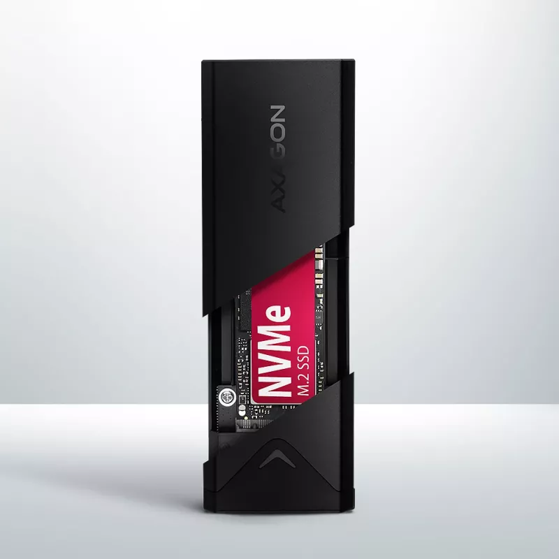Axagon EEM2-UB2 caixa externa USB-C 10Gbps em metal para unidades SSD M.2 NVMe. Preto
