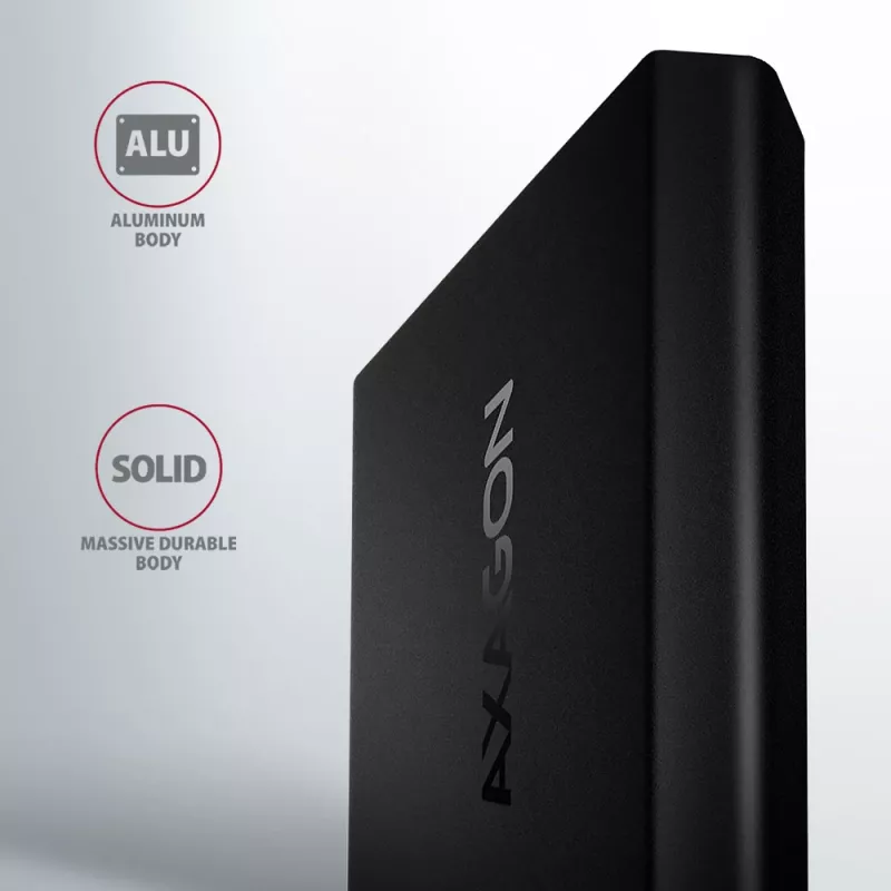 Axagon EEM2-UB2 caixa externa USB-C 10Gbps em metal para unidades SSD M.2 NVMe. Preto