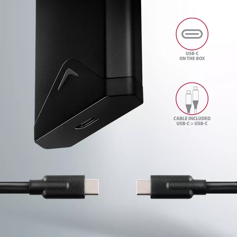 Axagon EEM2-UB2 caixa externa USB-C 10Gbps em metal para unidades SSD M.2 NVMe. Preto