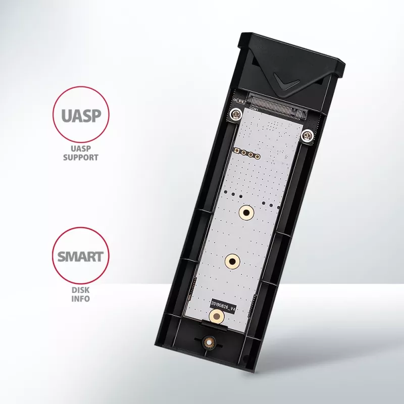 Axagon EEM2-UB2 caixa externa USB-C 10Gbps em metal para unidades SSD M.2 NVMe. Preto
