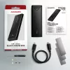 Axagon EEM2-UB2 caixa externa USB-C 10Gbps em metal para unidades SSD M.2 NVMe. Preto