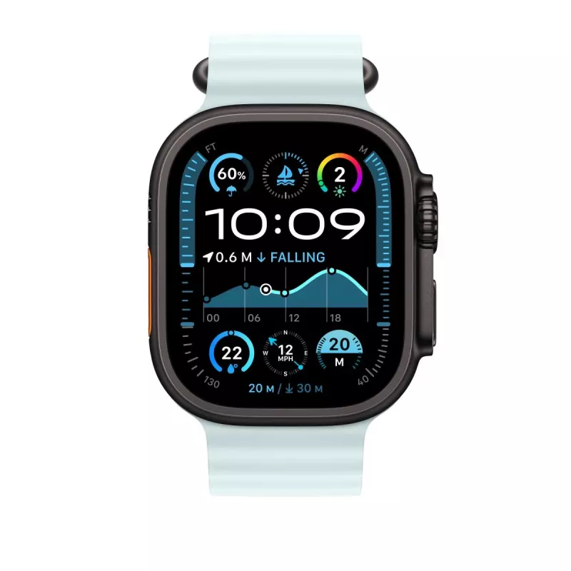 APPLE 49 mm extensão Ice Blue Ocean Band – Acabamento em titânio preto