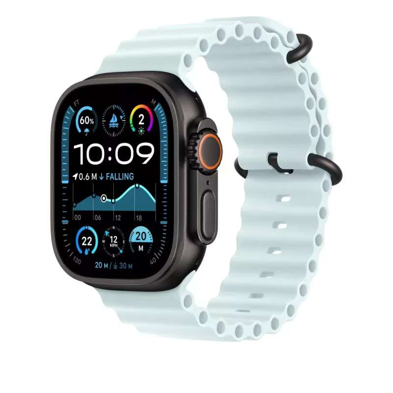 APPLE 49 mm extensão Ice Blue Ocean Band – Acabamento em titânio preto