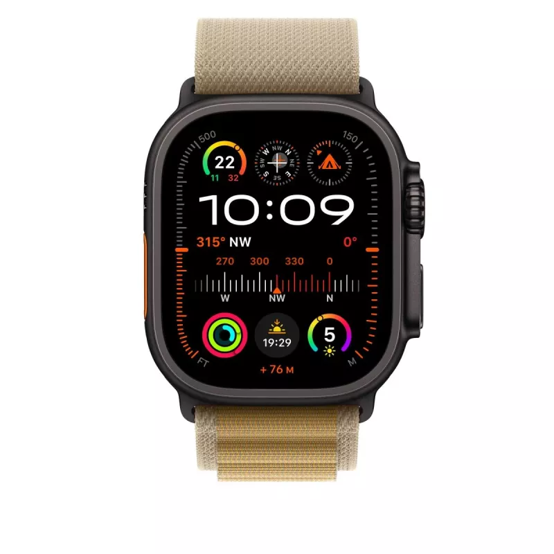 APPLE 49mm Tan Alpine Loop – Medium – Acabamento em titânio preto