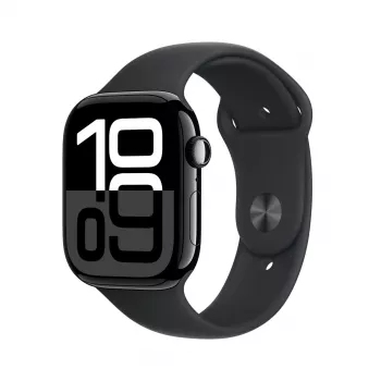 Smartwatch Apple Watch Series 10 GPS 46 mm caixa de alumínio Jet Black com pulseira desportiva preta – S/M
