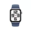 Smartwatch Apple Watch SE GPS + Cellular 40 mm caixa de alumínio prateada pulseira desportiva Denim azul M/L
