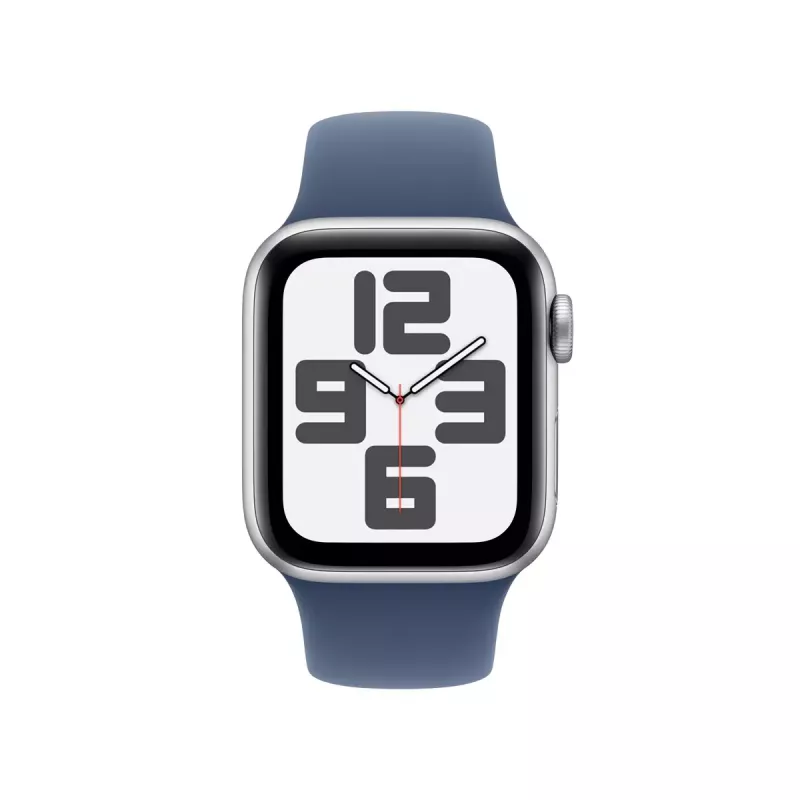 Smartwatch Apple Watch SE GPS + Cellular 40 mm caixa de alumínio prateada pulseira desportiva Denim azul M/L