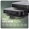 Axagon HMC-UFO hub USB-C M.2 SATA/NVMe 1 Gbit/s Ethernet 384 kHz áudio com fios USB 3.2 Gen 2 (3.1 Gen 2) Type-C preto