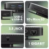 Axagon HMC-UFO hub USB-C M.2 SATA/NVMe 1 Gbit/s Ethernet 384 kHz áudio com fios USB 3.2 Gen 2 (3.1 Gen 2) Type-C preto