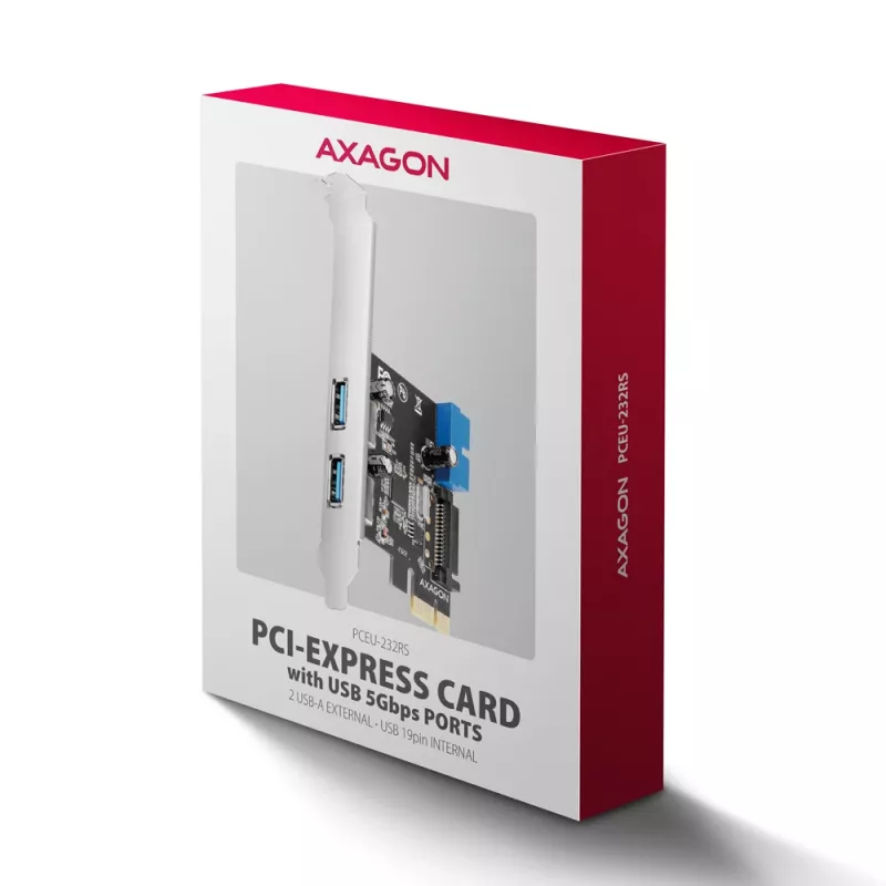 Axagon PCEU-232RS Controlador PCIe 2x ext. + 2x int. USB 5Gbps