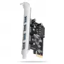 Axagon PCEU-430RS placa controladora PCIe 2.0 x1, 4x USB-A externas 5 Gbps (USB 3.2 Gen 1), Renesas PD720201, UASP, alimentação SATA de 15 pinos