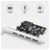Axagon PCEU-430RS placa controladora PCIe 2.0 x1, 4x USB-A externas 5 Gbps (USB 3.2 Gen 1), Renesas PD720201, UASP, alimentação SATA de 15 pinos