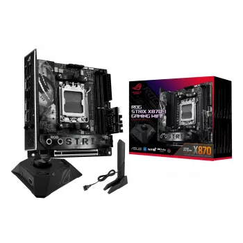 Placa-mãe ASUS ROG STRIX X870-I GAMING WIFI mini ITX · AMD X870 · Socket AM5 · DDR5 · 2 DIMM · Wi-Fi 7 · Bluetooth 5.4