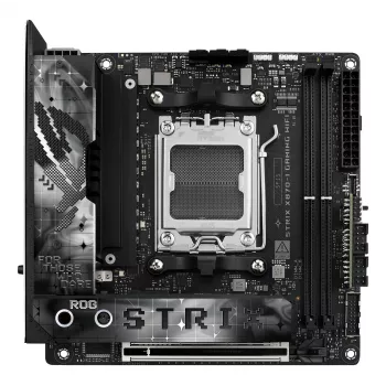 Placa-mãe ASUS ROG STRIX X870-I GAMING WIFI mini ITX · AMD X870 · Socket AM5 · DDR5 · 2 DIMM · Wi-Fi 7 · Bluetooth 5.4