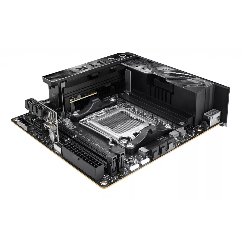 Placa-mãe ASUS ROG STRIX X870-I GAMING WIFI mini ITX · AMD X870 · Socket AM5 · DDR5 · 2 DIMM · Wi-Fi 7 · Bluetooth 5.4