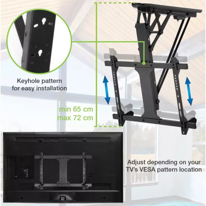 Suporte de teto motorizado orientável Techly com integração Smart Home para televisores de 32 a 70 polegadas
