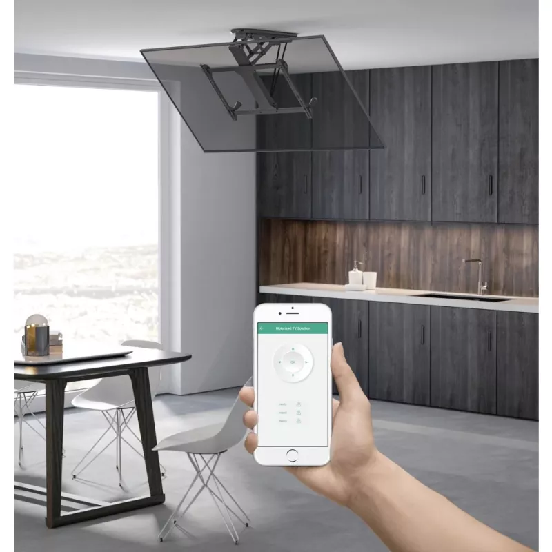 Suporte de teto motorizado orientável Techly com integração Smart Home para televisores de 32 a 70 polegadas