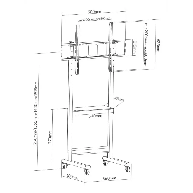 Suporte de parede/suporte de TV Techly ICA-TR74 2,29 m (90 polegadas) preto