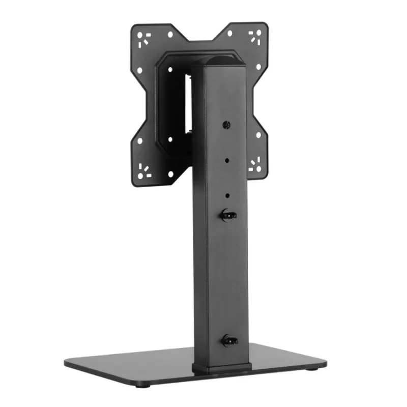 Techly ICA-LCD 323S suporte de secretária para TV / monitor, 23–43 polegadas (58,4–109,2 cm), 40 kg, giratório, VESA 200x200, base de vidro temperado, preto