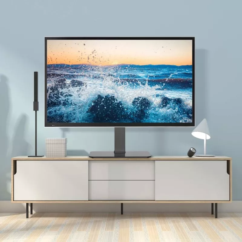 Techly ICA-LCD 323M suporte de secretária para TV / monitor, 32–55 polegadas (81,3–139,7 cm), 40 kg, giratório, VESA 400x400, base de vidro temperado, preto