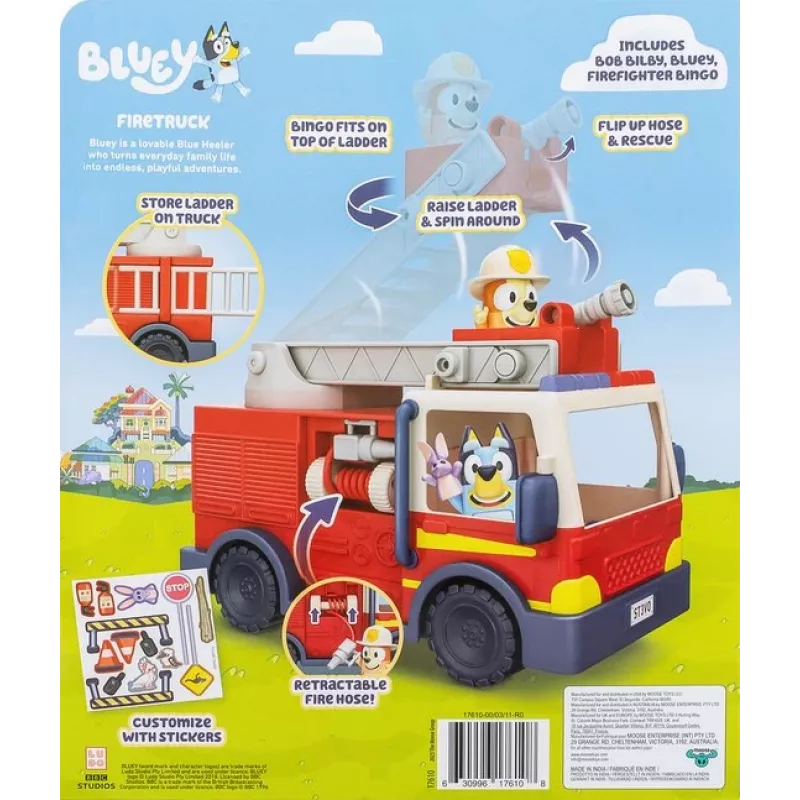 Carro de bombeiros Bluey Moose Toys, carro de bombeiros, 3 ano(s), plástico, multicolor, vermelho