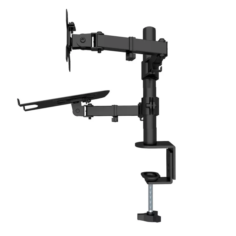 Techly ICA-LCD 174NB suporte de secretária para monitor com prateleira para portátil, 13–32 polegadas (33–81,3 cm), 8 kg, portátil 12–17 polegadas, VESA 75x75 / 100x100, preto