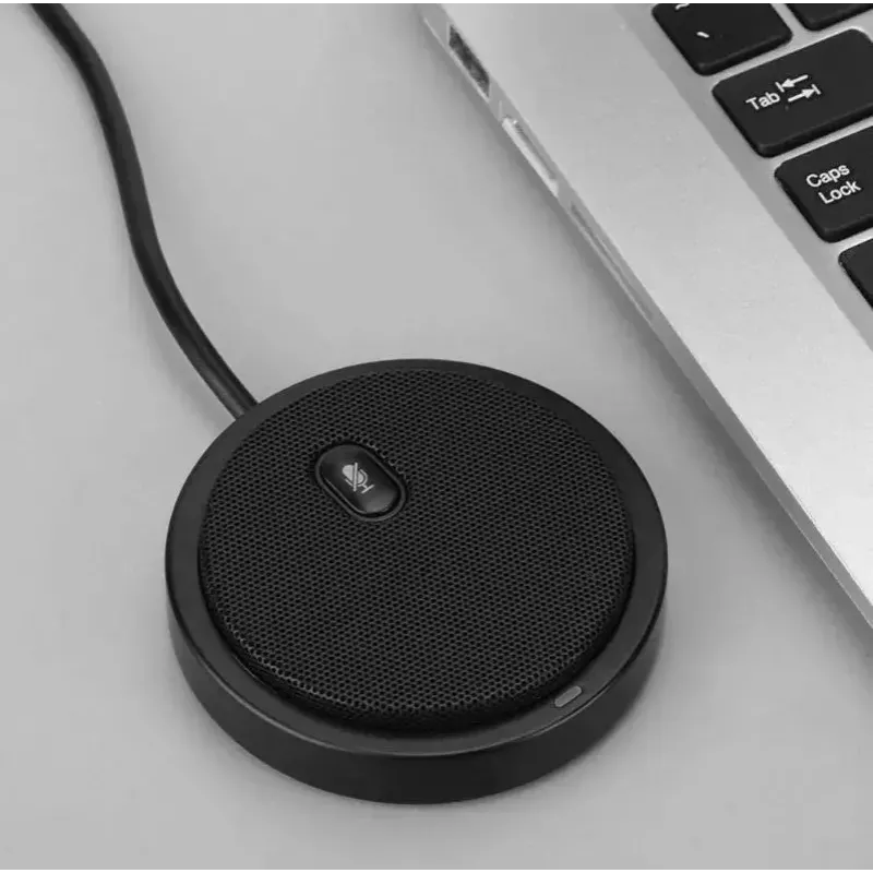 Microfone de conferência TECHLY 362725, USB Type-A com fios, omnidirecional, alcance 3 m, 100–16000 Hz, 680 Ω, caixa de metal, cabo 2 m