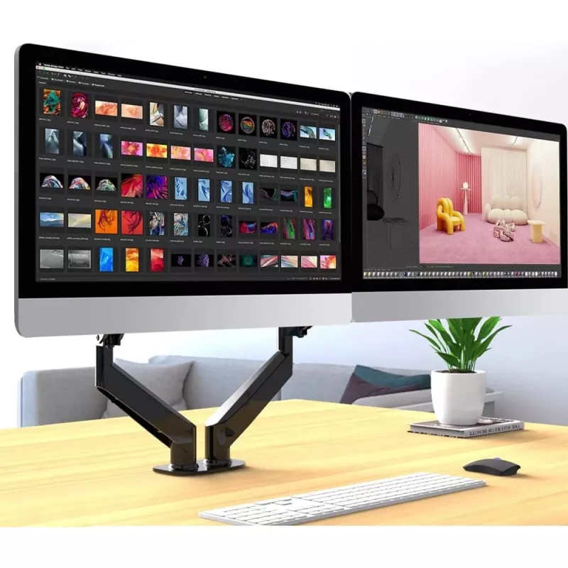 Techly ICA-LCD 462B suporte de secretária para monitor, mola a gás, 17-32 polegadas (43,2-81,3 cm), 9 kg, VESA 75x75/100x100, preto
