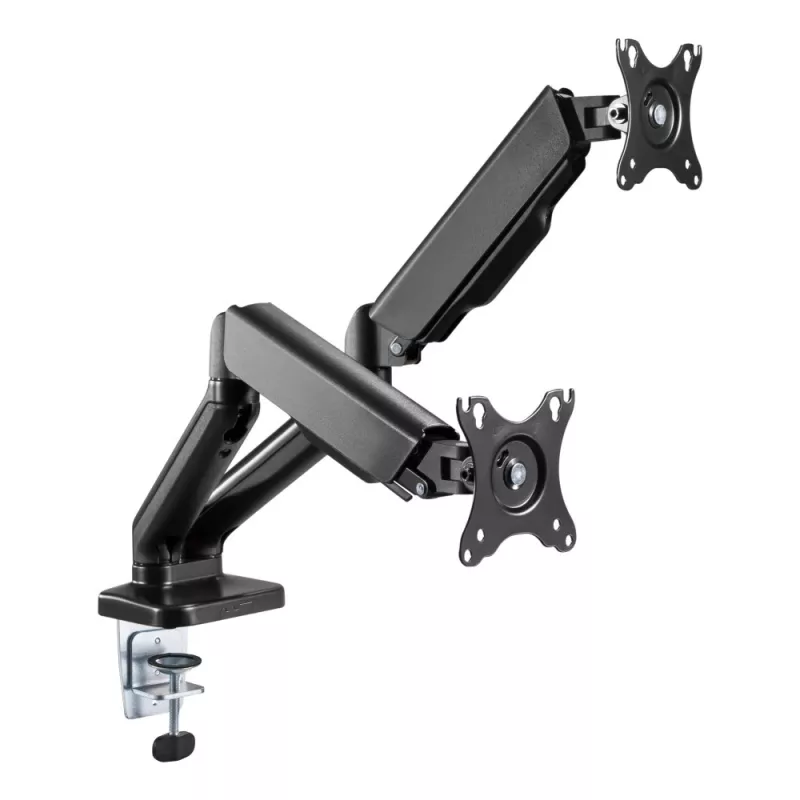 Techly ICA-LCD 462B suporte de secretária para monitor, mola a gás, 17-32 polegadas (43,2-81,3 cm), 9 kg, VESA 75x75/100x100, preto