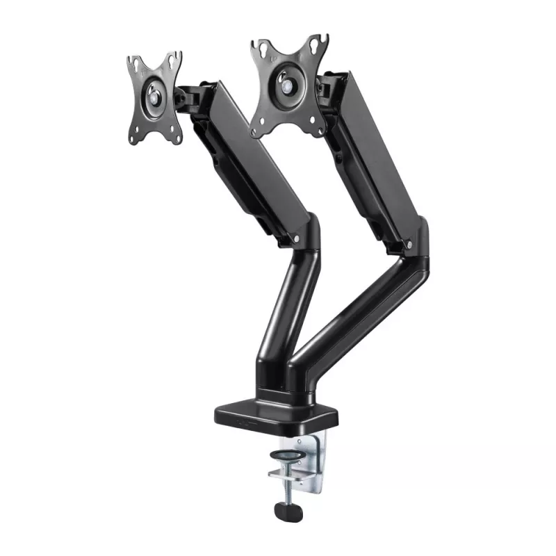 Techly ICA-LCD 462B suporte de secretária para monitor, mola a gás, 17-32 polegadas (43,2-81,3 cm), 9 kg, VESA 75x75/100x100, preto