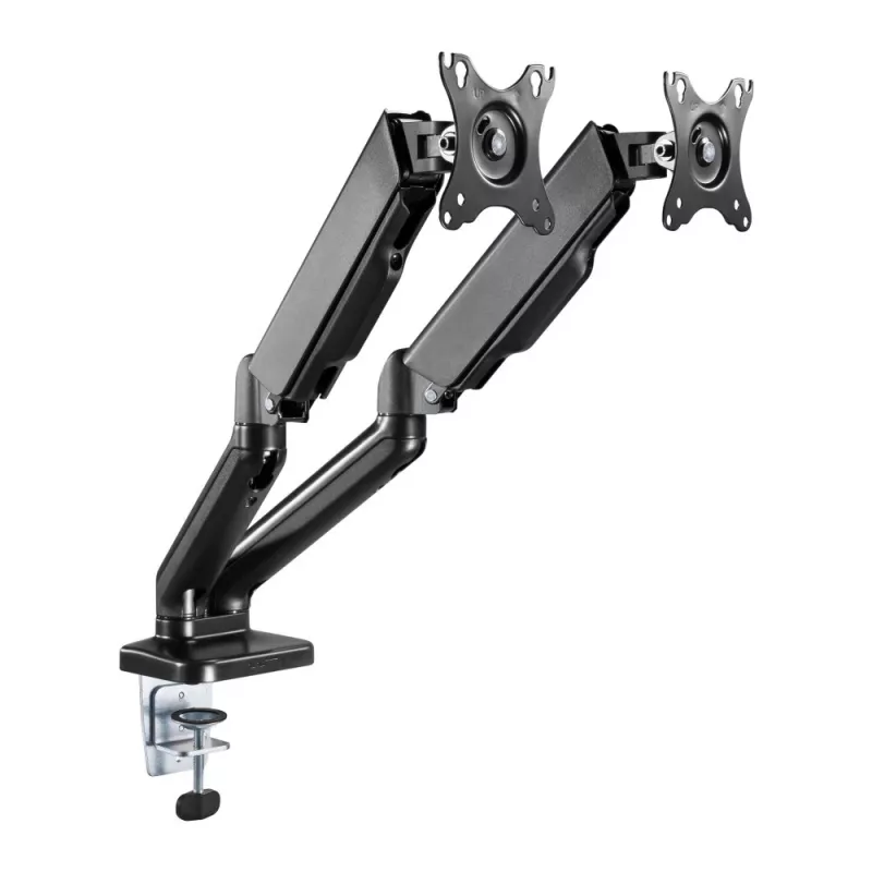 Techly ICA-LCD 462B suporte de secretária para monitor, mola a gás, 17-32 polegadas (43,2-81,3 cm), 9 kg, VESA 75x75/100x100, preto