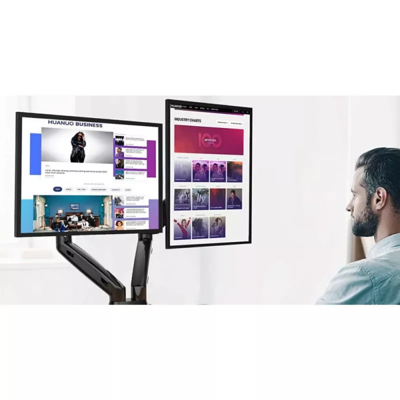 Techly ICA-LCD 462B suporte de secretária para monitor, mola a gás, 17-32 polegadas (43,2-81,3 cm), 9 kg, VESA 75x75/100x100, preto