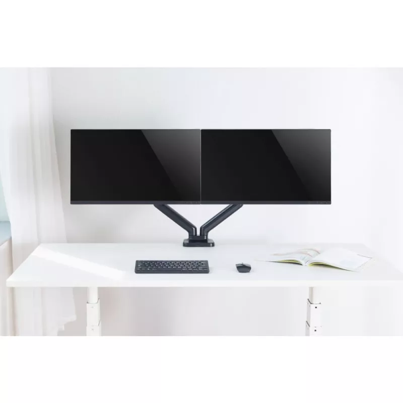 Techly ICA-LCD 462B suporte de secretária para monitor, mola a gás, 17-32 polegadas (43,2-81,3 cm), 9 kg, VESA 75x75/100x100, preto