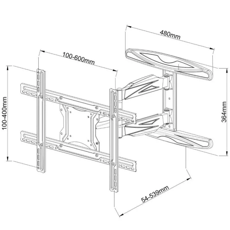 Suporte de parede para TV LCD Techly 40-65 Ultra fino Full Motion Preto ICA-PLB 171L