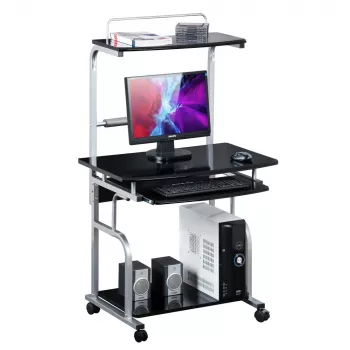 Secretária de computador multifunções compacta Techly, Preto brilhante ICA-TB 7800BK