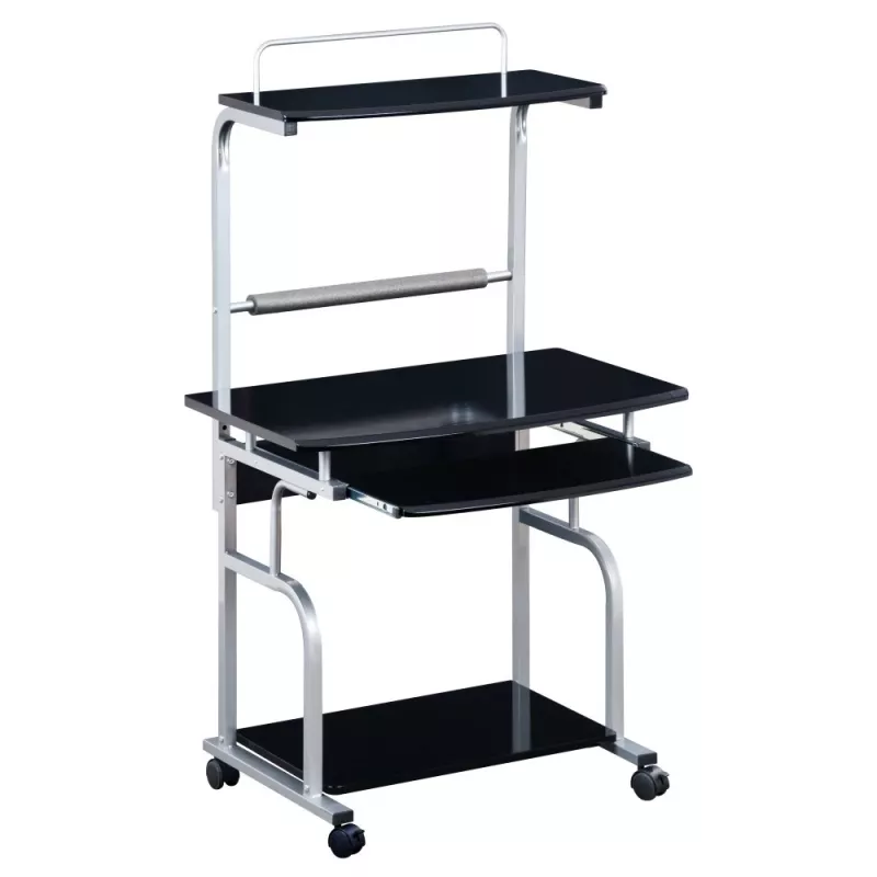 Secretária de computador multifunções compacta Techly, Preto brilhante ICA-TB 7800BK