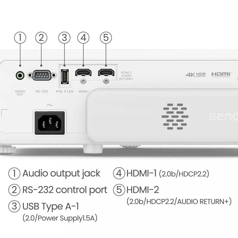 Projetor de curta distância BenQ TK710STi 3200 ANSI Lumen DLP UHD 4K (3840x2160) 3D Preto, Branco