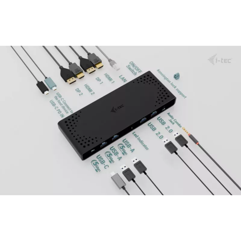 Docking station universal i-tec para dois ecrãs 4K + Power Delivery 85W