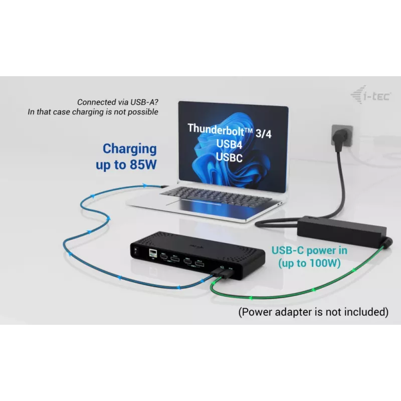 Docking station universal i-tec para dois ecrãs 4K + Power Delivery 85W