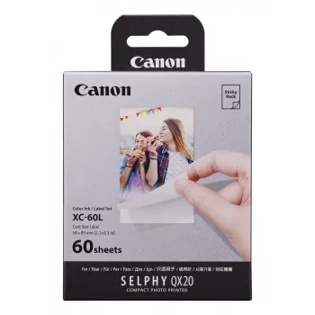 Canon XC-60L, Sublimação de cor, 5,4x8,5 cm, 60 unid. Canon XC-60L. Tecnologia de impressão: Sublimação de cor, Tamanho do papel: 5,4x8,5 cm. Quantidade por embalagem: 60 unid.