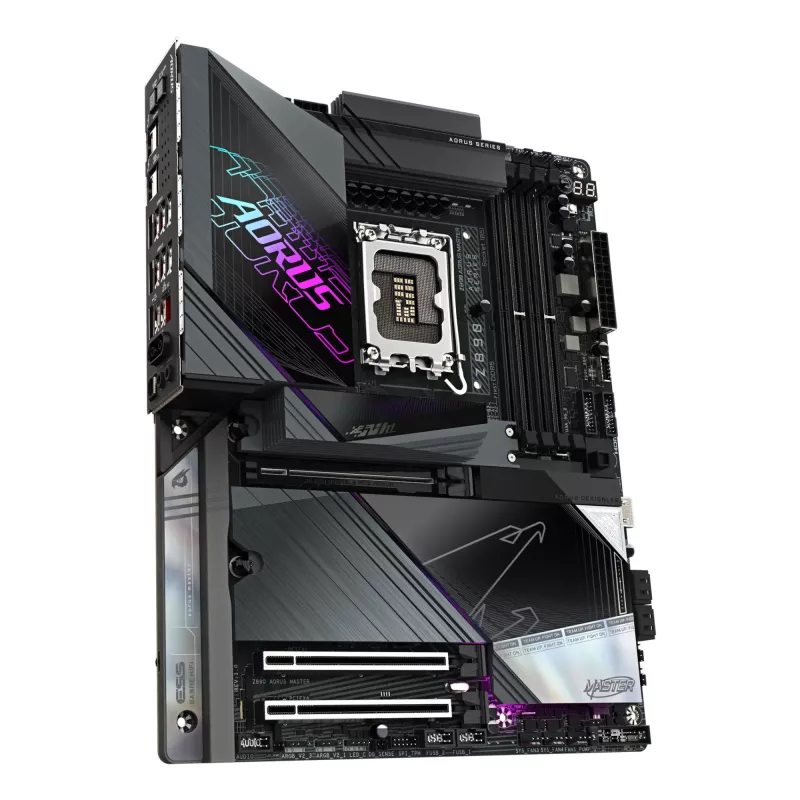 Placa-mãe GIGABYTE Z890 AORUS MASTER - Compatível com CPUs Intel Core Ultra (Série 2), VRM 18+1+2 fases, até 9500 MHz DDR5 (OC), 2x PCIe 5.0 + 3x PCIe 4.0, Wi-Fi 7, LAN 10GbE, Thunderbolt 4