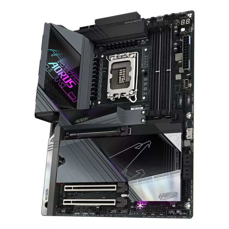 Placa-mãe GIGABYTE Z890 AORUS MASTER - Compatível com CPUs Intel Core Ultra (Série 2), VRM 18+1+2 fases, até 9500 MHz DDR5 (OC), 2x PCIe 5.0 + 3x PCIe 4.0, Wi-Fi 7, LAN 10GbE, Thunderbolt 4