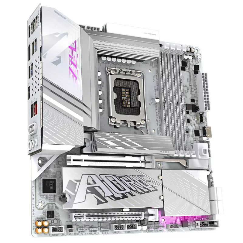 Placa-mãe GIGABYTE Z890M AORUS ELITE WIFI7 ICE - Compatível com CPUs Intel Core Ultra (Série 2), VRM 12+1+2 fases, até 8800MHz DDR5 (OC), 1xPCIe 5.0 + 2xPCIe 4.0, Wi-Fi 7, LAN 2.5GbE, USB 4