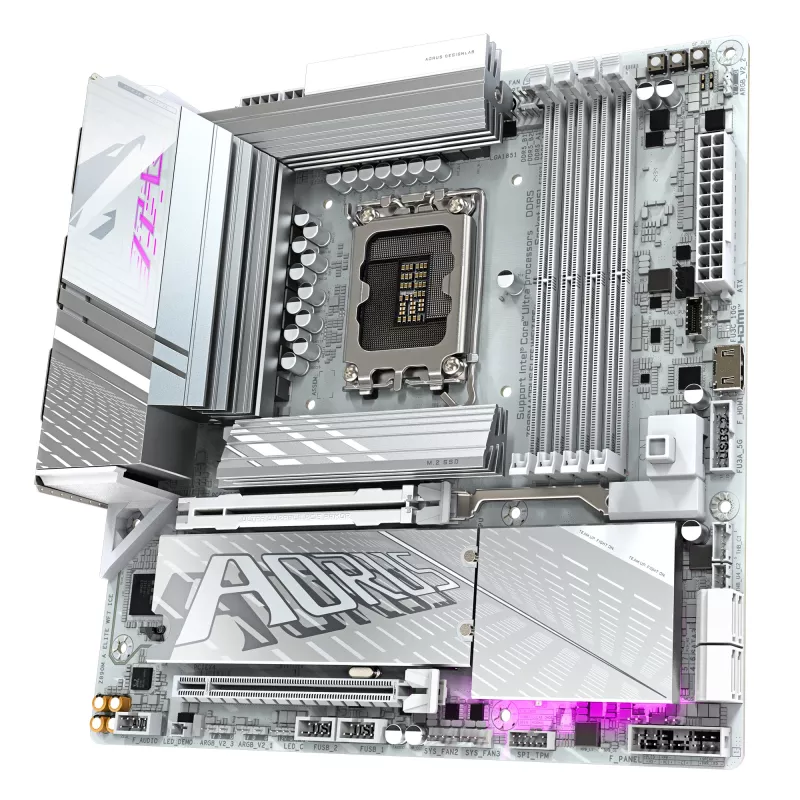 Placa-mãe GIGABYTE Z890M AORUS ELITE WIFI7 ICE - Compatível com CPUs Intel Core Ultra (Série 2), VRM 12+1+2 fases, até 8800MHz DDR5 (OC), 1xPCIe 5.0 + 2xPCIe 4.0, Wi-Fi 7, LAN 2.5GbE, USB 4