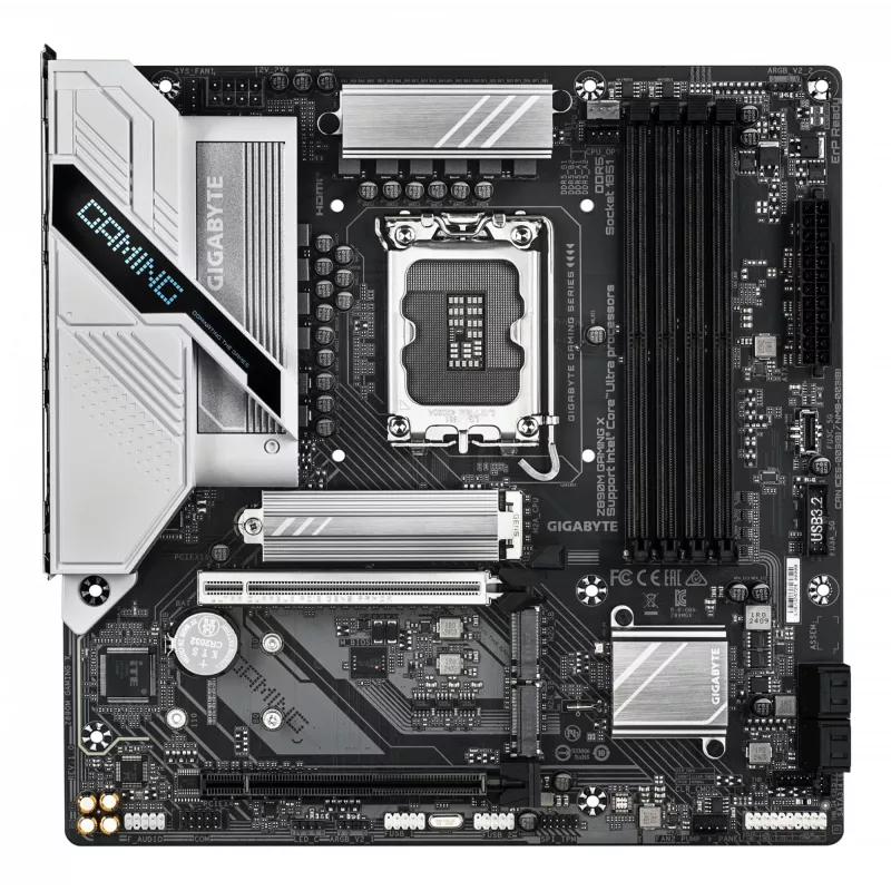 Placa-mãe GIGABYTE Z890M GAMING X - Compatível com CPUs Intel Core Ultra (Série 2), VRM 8+1+2 fases, até 8800MHz DDR5 (OC), 1xPCIe 5.0 + 2xPCIe 4.0, LAN 2.5GbE, USB 3.2 Gen 1
