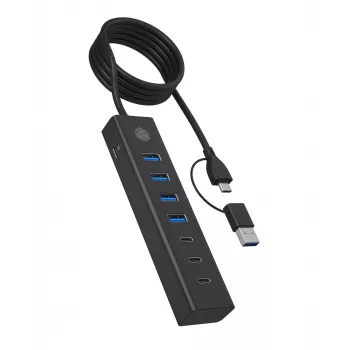 ICY BOX IB-HUB1737-C3 USB 3.2 Gen 1 (3.1 Gen 1) Type-C 5000 Mbit/s Preto