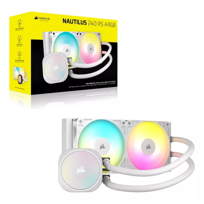 Arrefecedor líquido de CPU CORSAIR Nautilus 240 RS ARGB All-in-One Branco