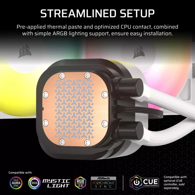 Arrefecedor líquido de CPU CORSAIR Nautilus 240 RS ARGB All-in-One Branco